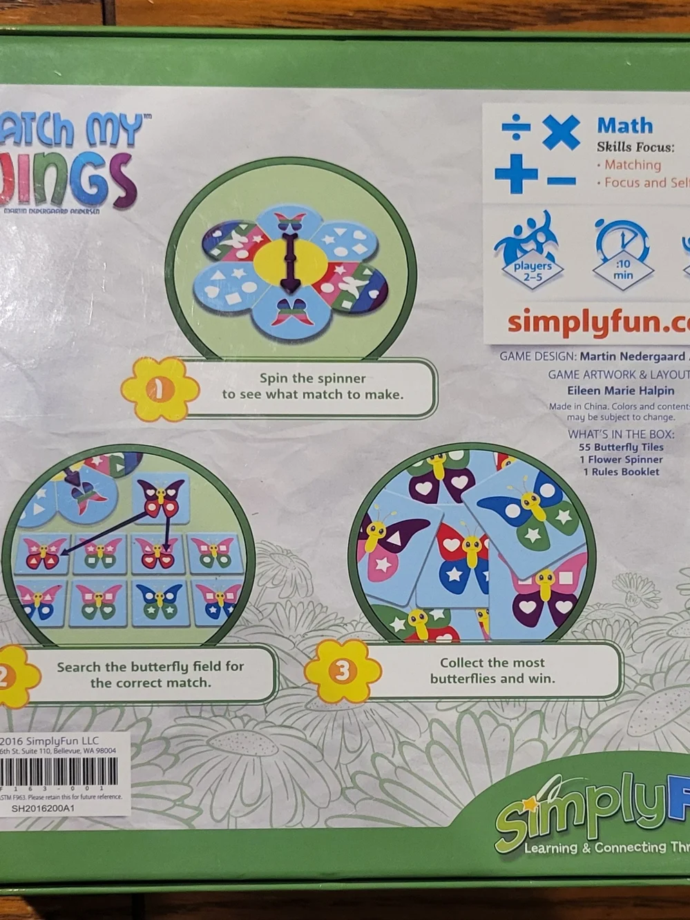 Watch My Wings Kids Matching Game by SimplyFun - Colorful Butterfly Set